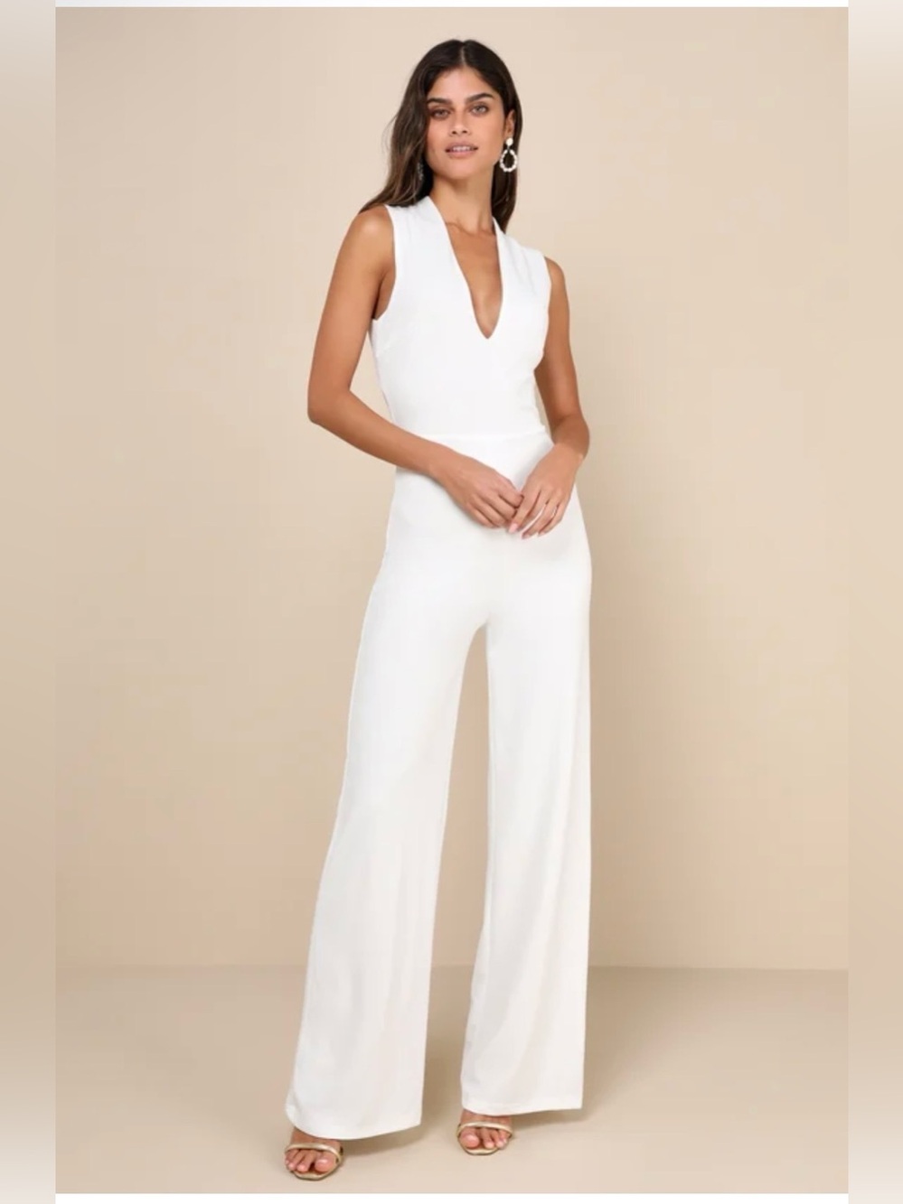 Thinking Out Loud White Backless Jumpsuit